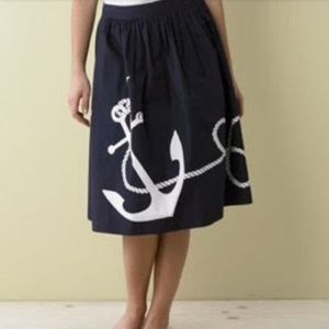 J. Crew Navy Blue Midi Anchor Skirt